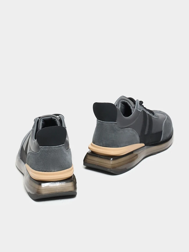 Кроссовки мужские демисезонные, цвет серый, натуральная кожа/натуральный спилок M01VC034 | 4