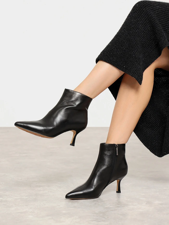 Ботильоны женские всесезонные, цвет черный, натуральная кожа 17VC420 | 7