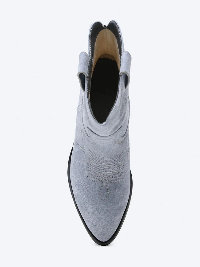 Полусапоги 1848491 женские цвет голубой, искусственный велюр 1848491 | 4