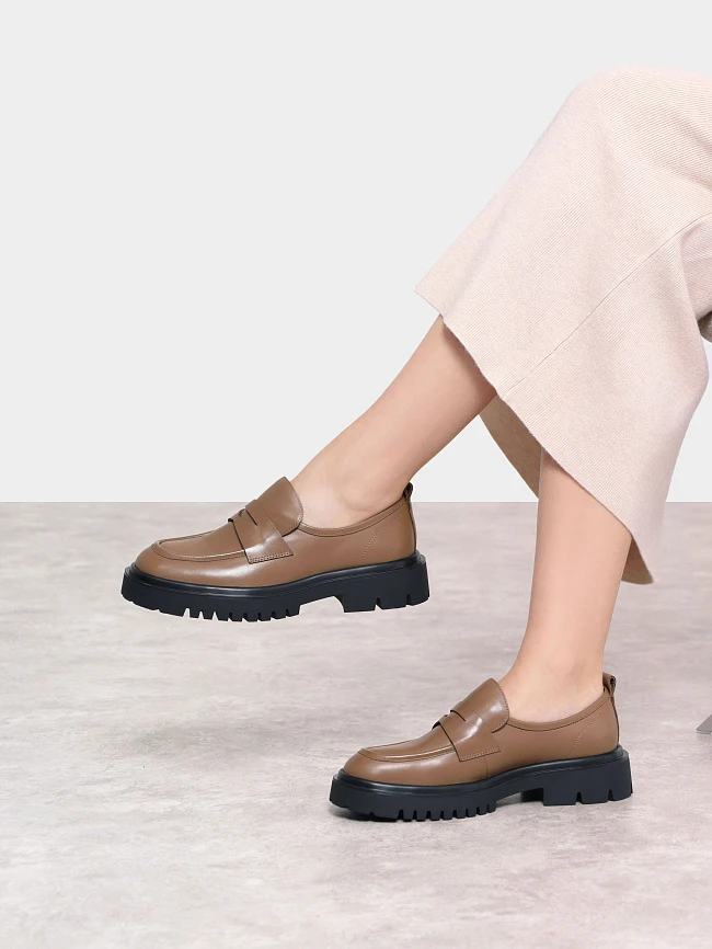 Лоферы женские всесезонные, цвет бежевый, натуральная кожа 1820244 | 11