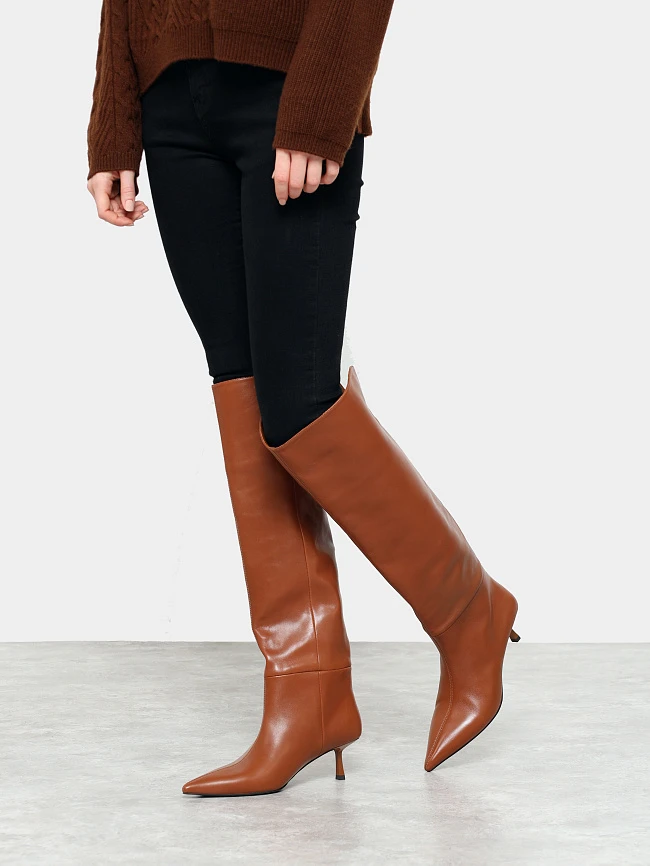 Сапоги женские демисезонные, цвет рыжий, натуральная кожа 1494584 | 7