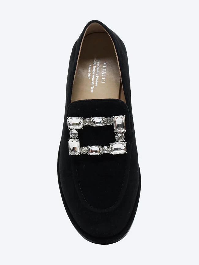 Лоферы 641624 женские цвет черный, натуральный велюр 641624 | 4