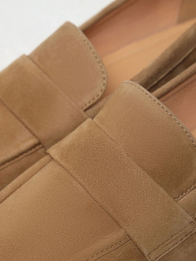 Лоферы женские всесезонные, цвет рыжий, натуральный велюр 3630230 | 6