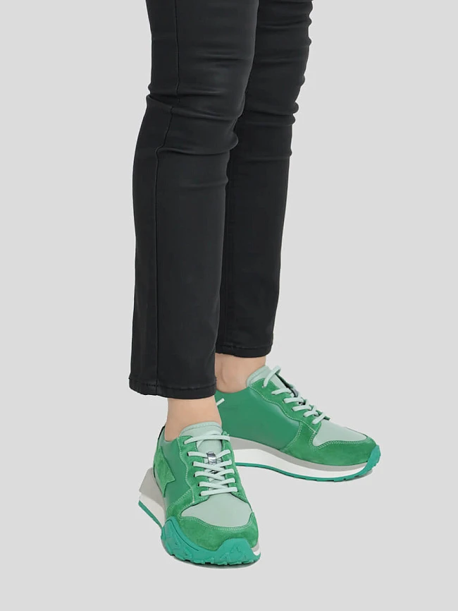 Кроссовки женские демисезонные, цвет зеленый, натуральная кожа 1221297 | 8