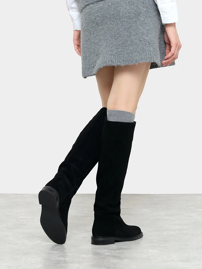 Сапоги женские демисезонные, цвет черный, натуральный спилок 27VC165 | 8