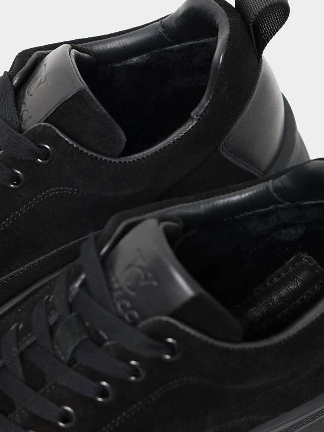 Полуботинки мужские зимние, цвет черный, натуральный спилок/натуральная кожа M1782017M-1 | 5