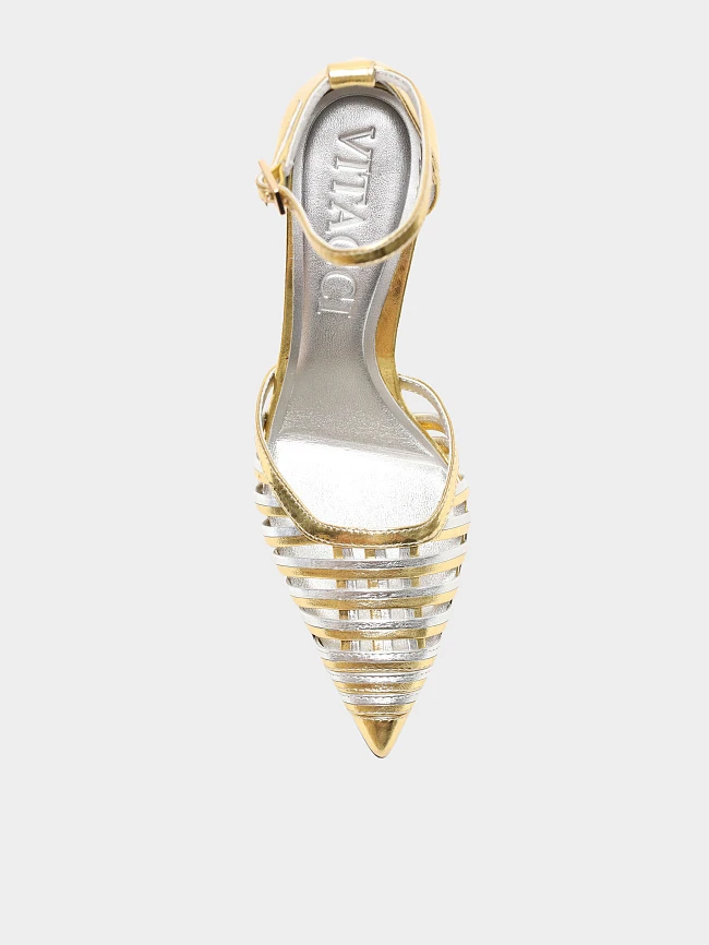 Туфли женские летние, цвет золотой, натуральная кожа 944344 | 4