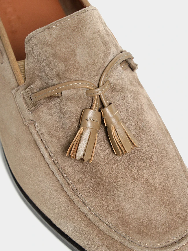 Лоферы мужские летние, цвет бежевый, натуральный велюр M1023113 | 5