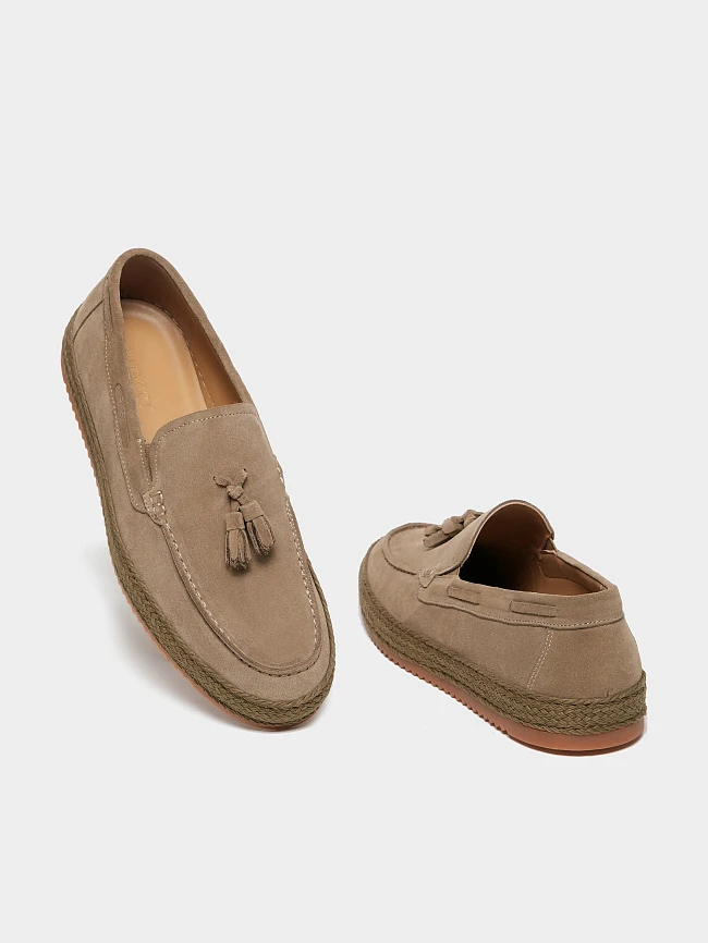 Лоферы мужские демисезон; лето;, цвет бежевый, натуральный спилок M254446 | 2