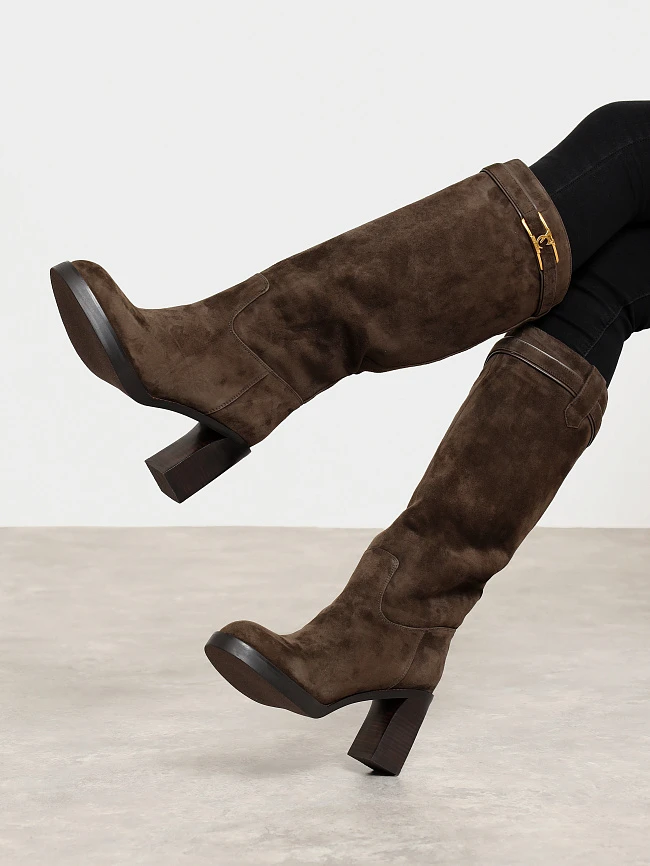 Сапоги женские зимние, цвет коричневый, натуральный велюр 1494695M | 7