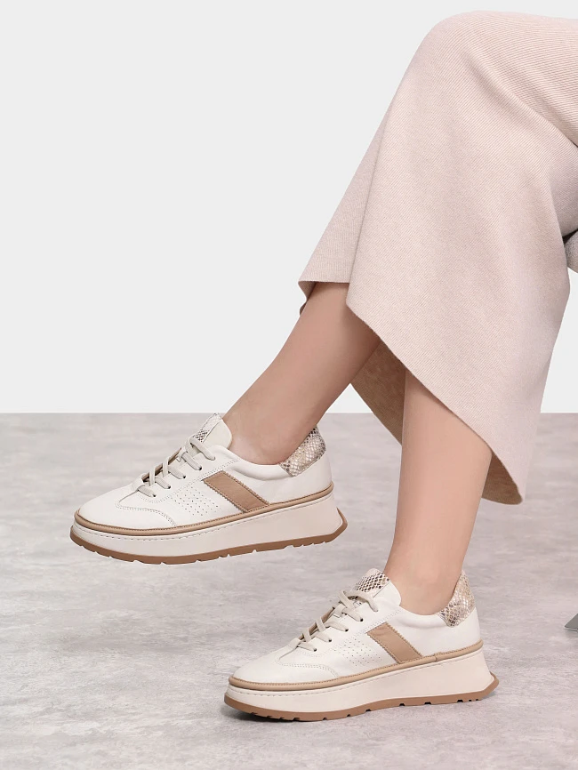 Кроссовки женские демисезонные, цвет бежевый, натуральная кожа 1221472 | 11