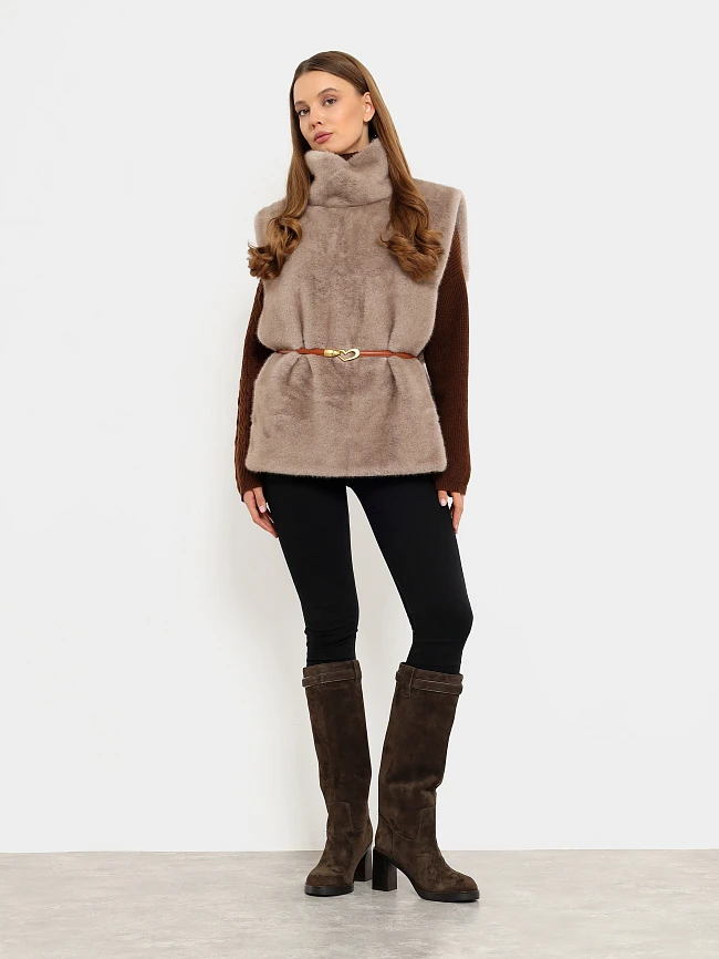 Сапоги женские зимние, цвет коричневый, натуральный велюр 1494695M | 8