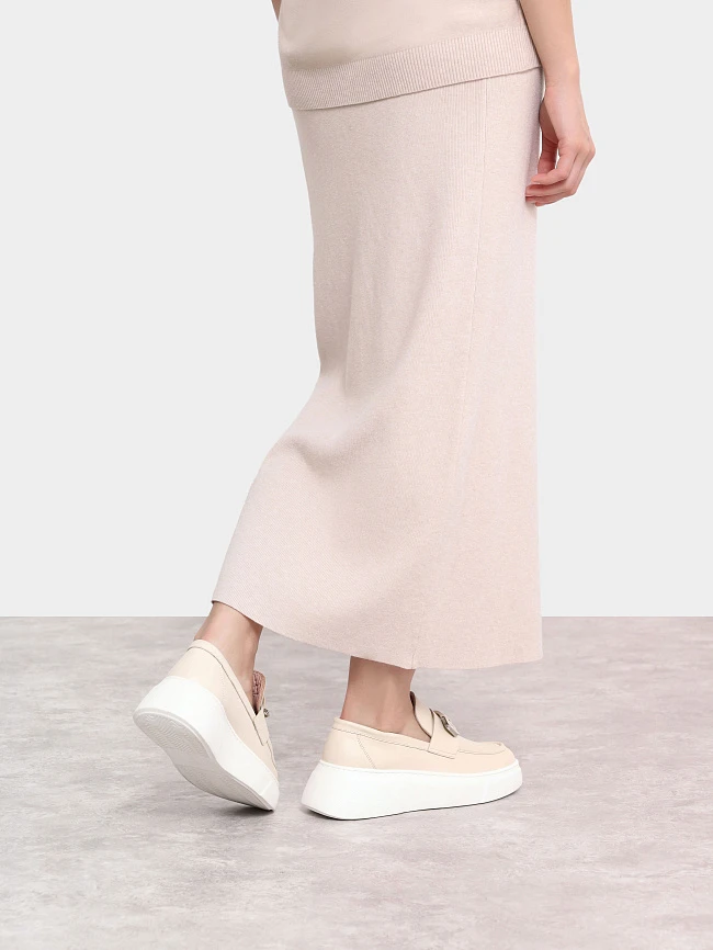 Лоферы женские всесезонные, цвет бежевый, натуральная кожа 136454 | 9