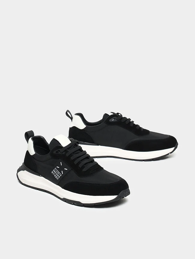 Кроссовки мужские демисезонные, цвет черный, натуральный спилок/текстиль/натуральная кожа M03103 | 3