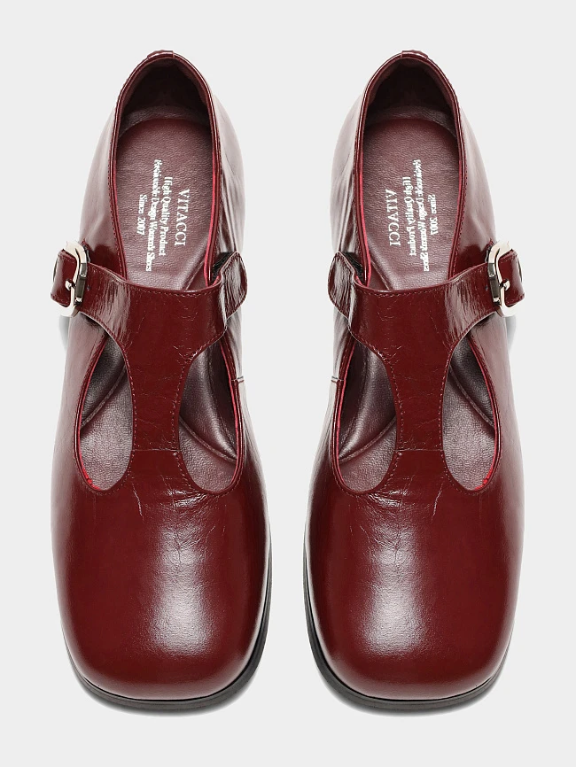 Балетки женские всесезонные, цвет бордовый, натуральная масляная кожа 7210418 | 4