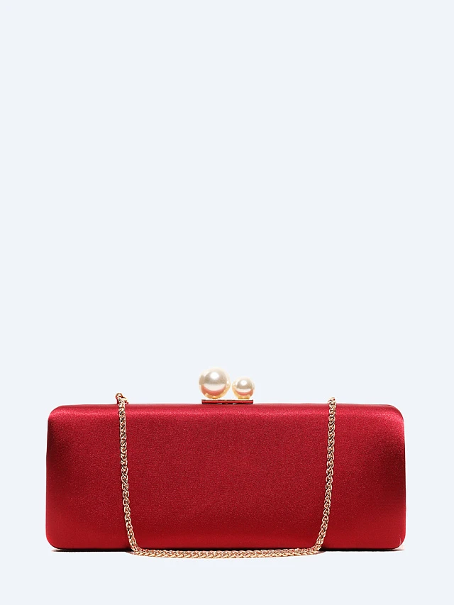 Клатч женский осень-зима, цвет бордовый, сатин C1404-11 | 1