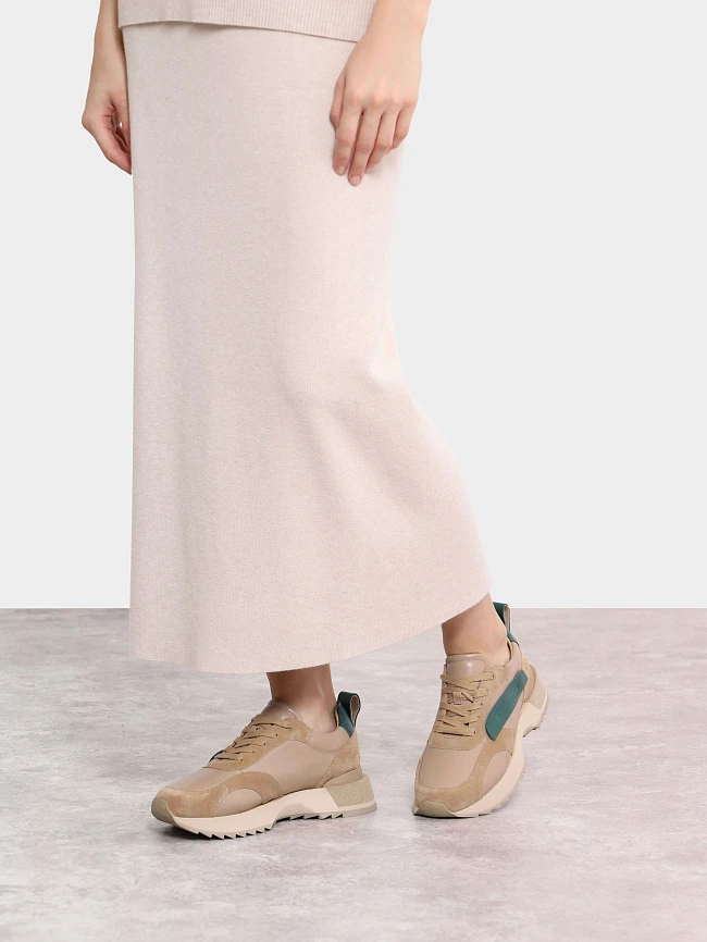 Кроссовки женские демисезонные, цвет бежевый, натуральная кожа/натуральный спилок 1013398 | 8