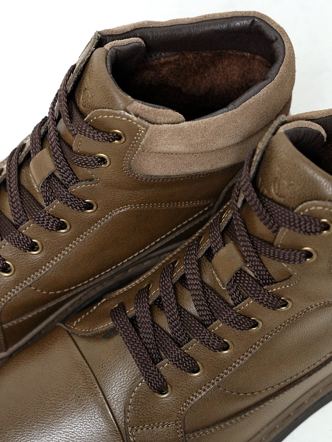 Ботинки мужские зимние, цвет коричневый, натуральная кожа и полимерные материалы/натуральный спилок M24VC056M | 5