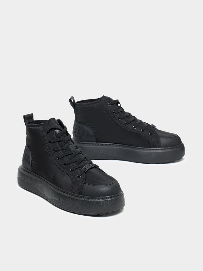 Кеды мужские зимние, цвет черный, текстиль M03052M | 2