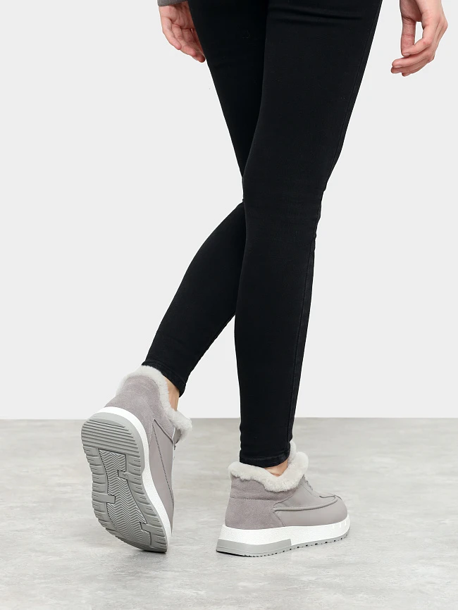 Кроссовки женские зимние, цвет серый, натуральная кожа и полимерные материалы/натуральный спилок 24VC117M | 8