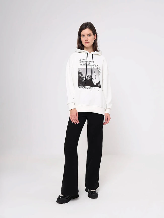 Свитшот с капюшоном женские осень-зима EF12-0048-02 | 9