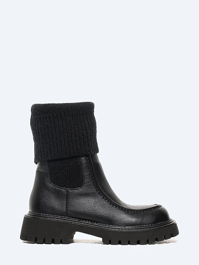 Сапоги женские демисезонные, цвет черный, искусственная кожа/шерсть 18410115 | 2