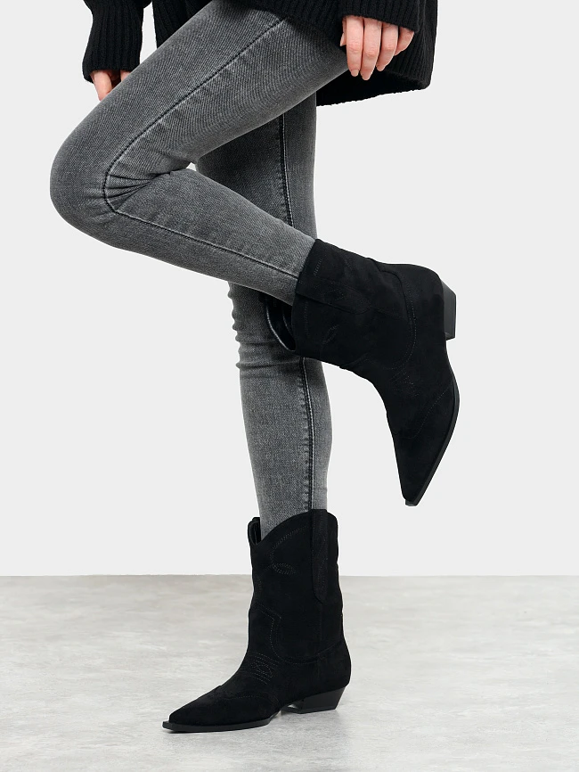 Полусапоги женские демисезонные, цвет черный, искусственный велюр 6550461 | 9