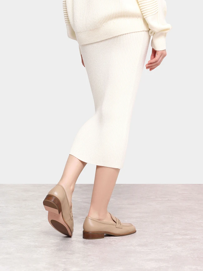 Лоферы женские всесезонные, цвет бежевый, натуральная кожа 1820617 | 9