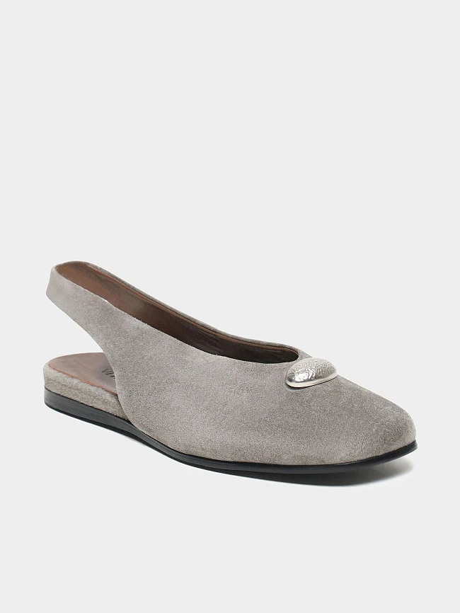 Туфли женские летние, цвет серый, натуральный велюр 7210556 | 1