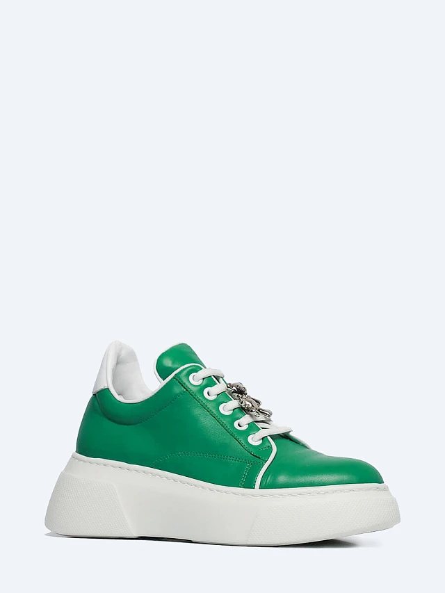 Кеды женские демисезонные, цвет зеленый, натуральная кожа 136461 | 1