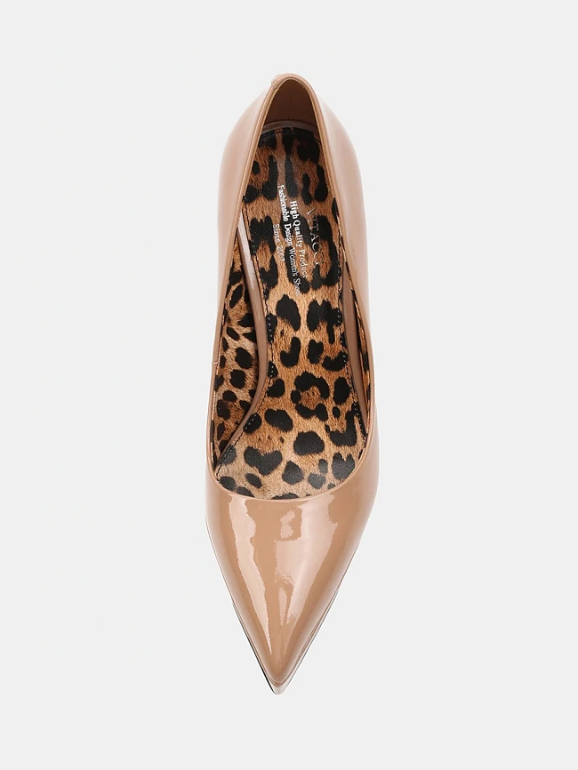 Туфли женские всесезонные, цвет бежевый, натуральная лаковая кожа 496270P | 4