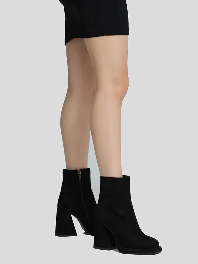 Полусапоги женские демисезонные, цвет черный, искусственный велюр 1847450 | 9