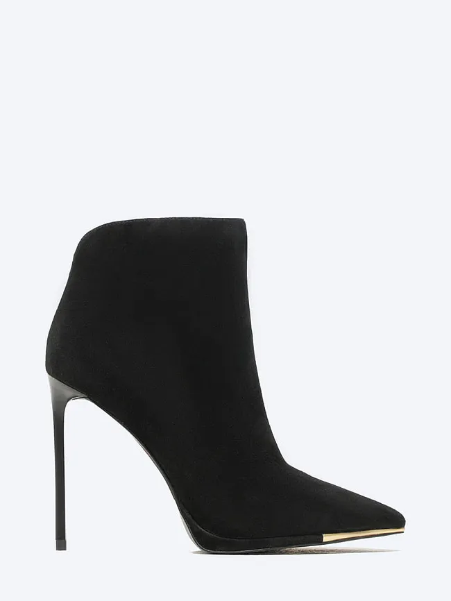 Ботильоны женские демисезонные, цвет черный, натуральный велюр 1493814 | 2