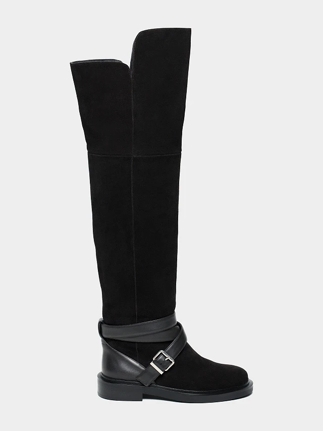 Ботфорты женские демисезонные, цвет коричневый, натуральный спилок/натуральная кожа 1494804 | 1