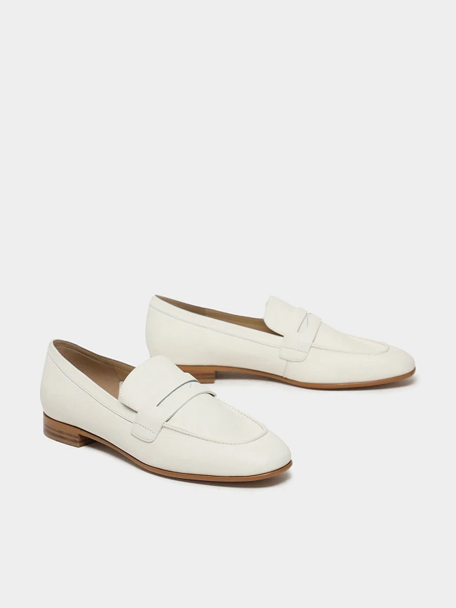 Лоферы женские всесезонные, цвет белый, натуральная кожа 494888 | 3