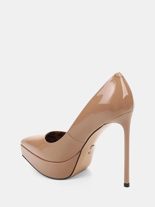 Туфли женские всесезонные, цвет бежевый, натуральная лаковая кожа 496270P | 3