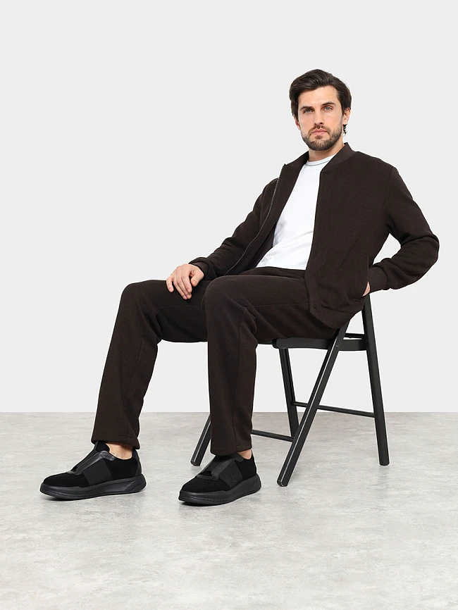 Кеды мужские демисезонные, цвет черный, натуральный спилок M1782050 | 10