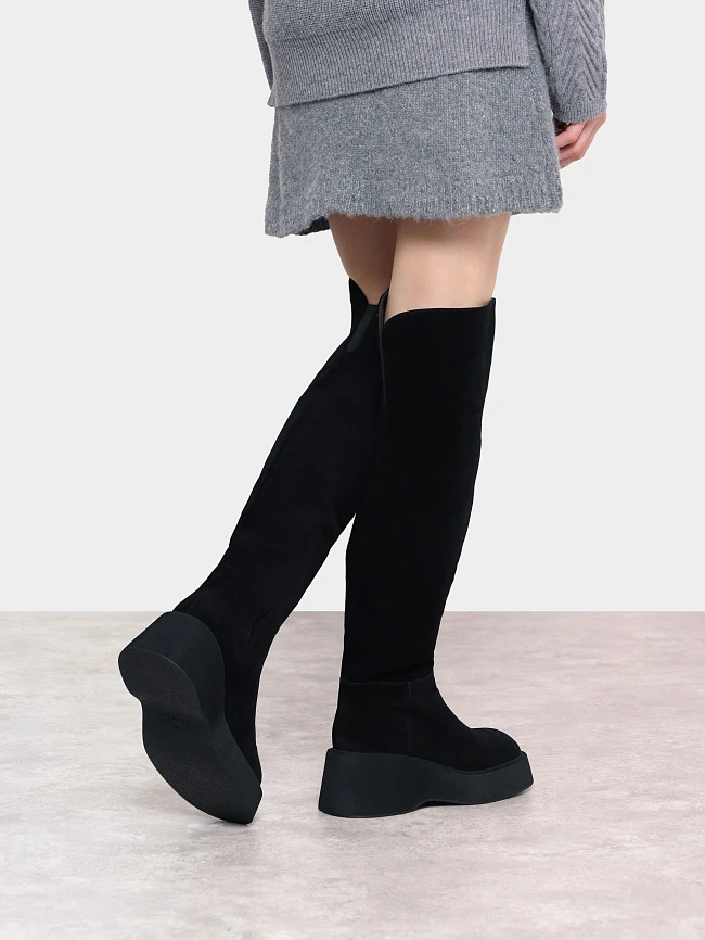 Ботфорты женские зимние, цвет черный, натуральная кожа/натуральный спилок 1730086M | 9