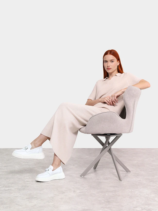 Лоферы женские всесезонные, цвет белый, натуральная кожа 136453 | 12