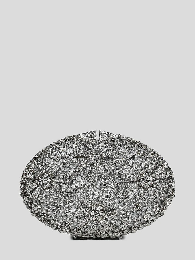 Клатчи C0936-29 женские цвет серебряный, текстиль/стразы C0936-29        | 1