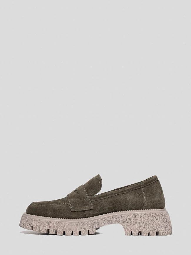 Лоферы женские всесезонные, цвет хаки, натуральный спилок 1847602 | 3