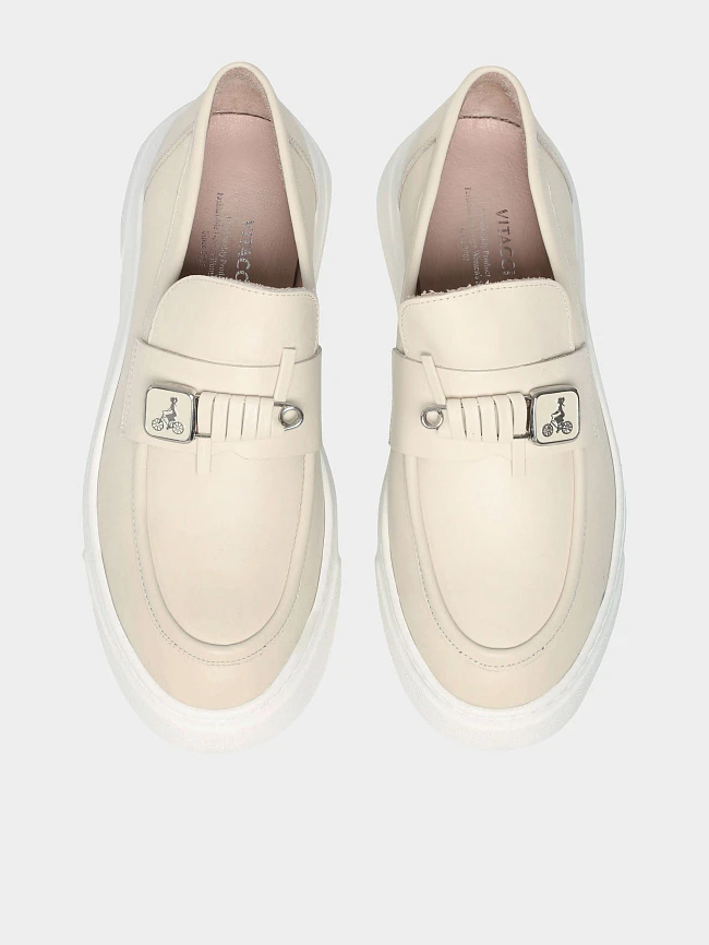 Лоферы женские всесезонные, цвет бежевый, натуральная кожа 136454 | 5