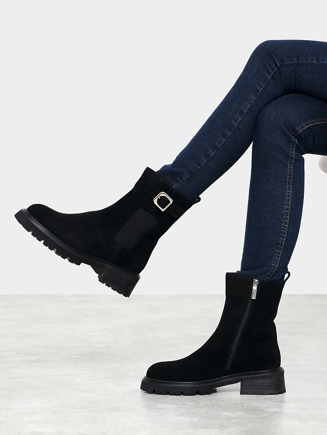Ботинки женские демисезонные, цвет черный, натуральный спилок 7210322 | 12