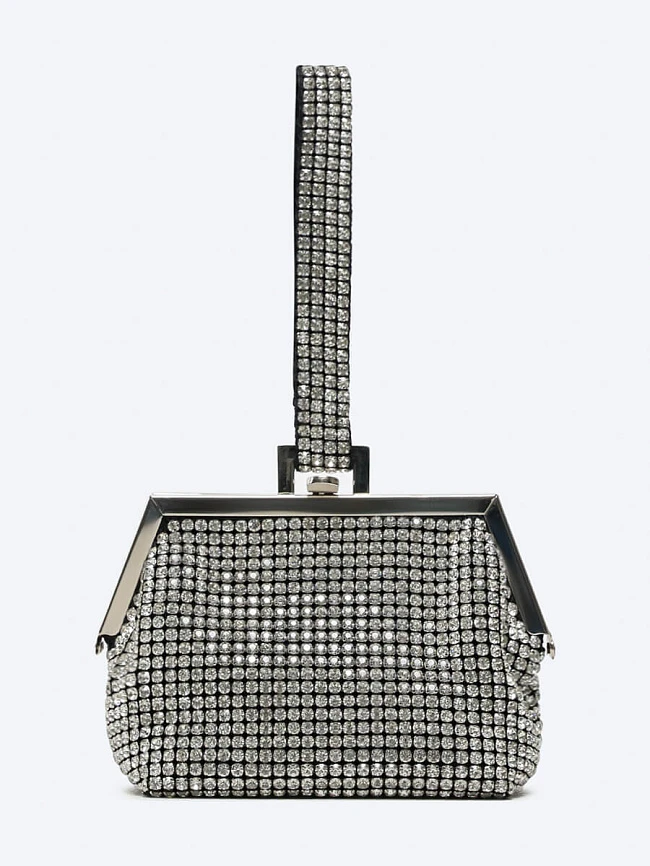 Клатчи C0960-29 женские цвет серебряный, текстиль/стразы C0960-29        | 3
