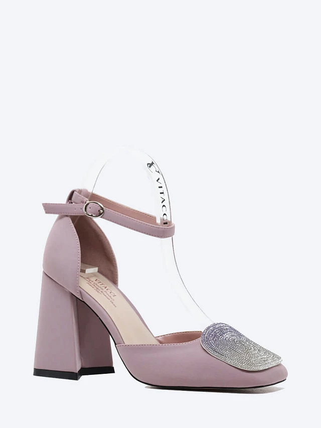 Туфли женские летние, цвет пудровый, текстиль 1848298 | 1