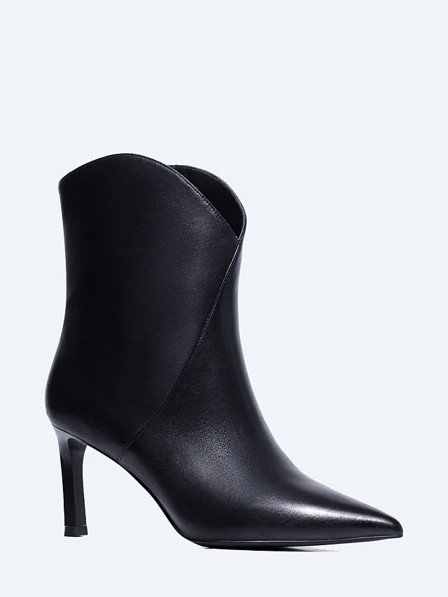 Полусапоги женские демисезонные, цвет черный, натуральная кожа 1730250 | 1