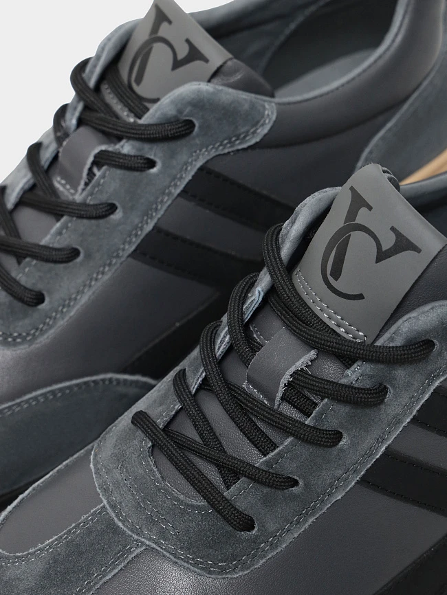 Кроссовки мужские демисезонные, цвет серый, натуральная кожа/натуральный спилок M01VC034 | 6