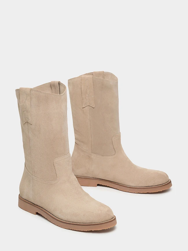 Полусапоги женские демисезонные, цвет бежевый, натуральный спилок 136568 | 3