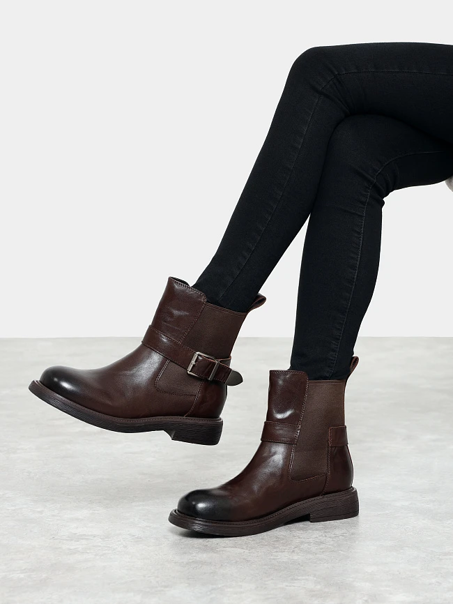 Полусапоги женские демисезонные, цвет коричневый, натуральная кожа 17VC432 | 9