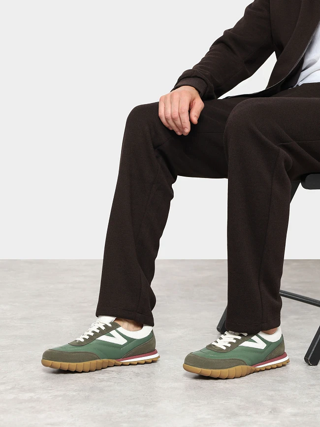 Кроссовки мужские демисезонные, цвет хаки, натуральная кожа/натуральный спилок M03033 | 12